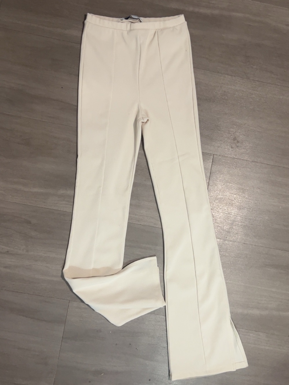 Bershka Cream Flared Ponte Pants